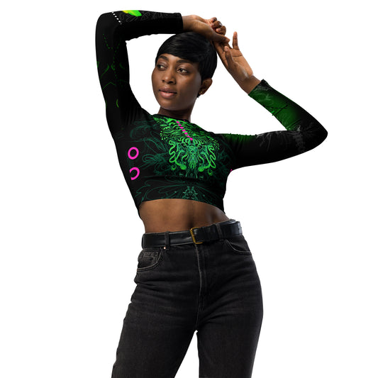 Recycled long-sleeve crop top